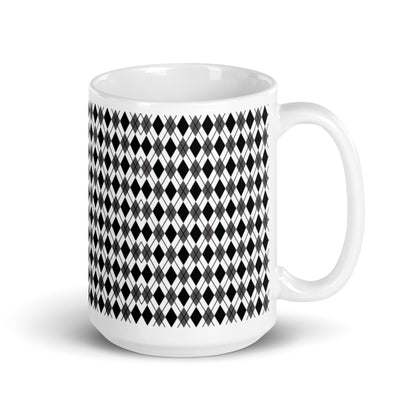 Argyle — Noir ceramic coffee mug - 15oz - handle right