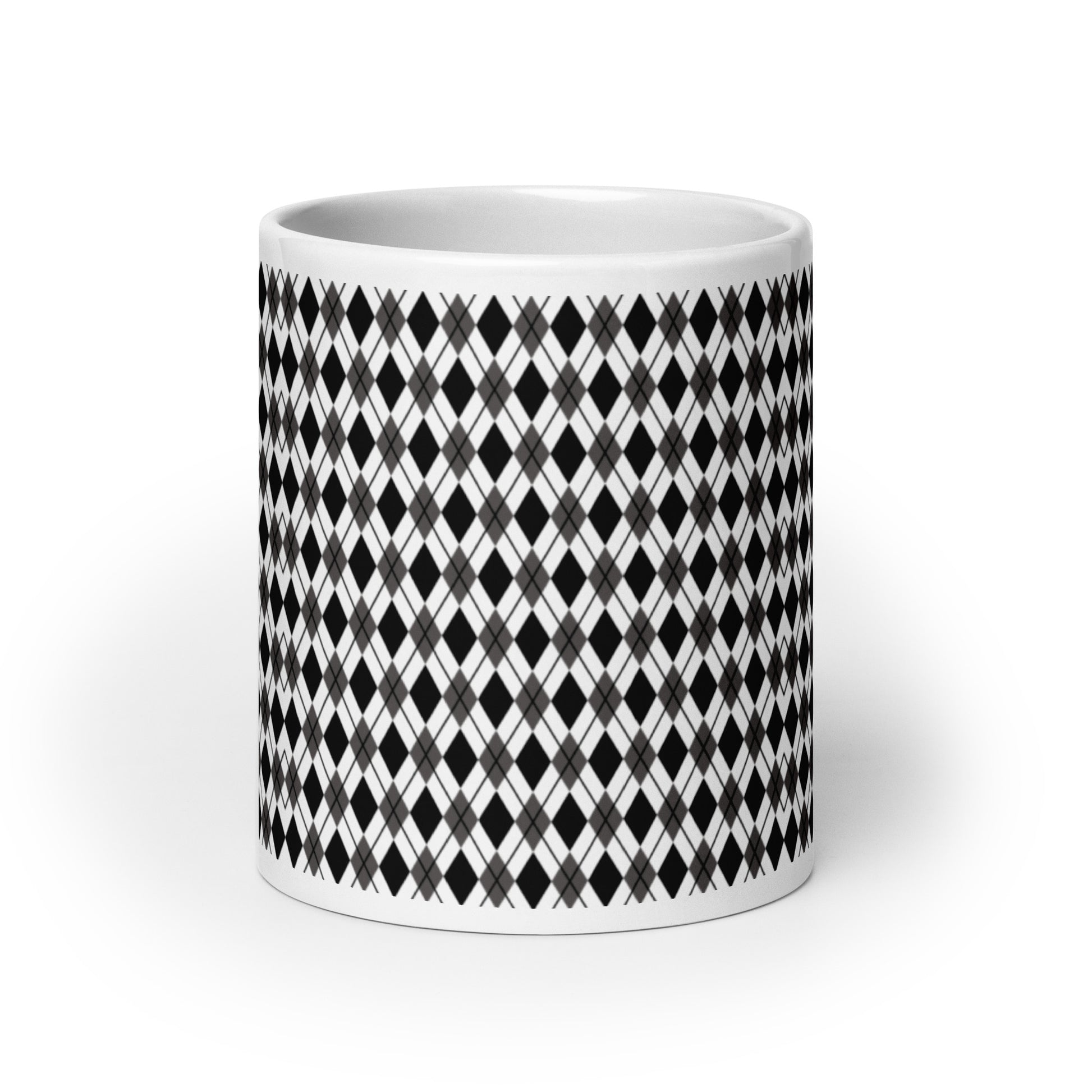 Argyle — Noir ceramic coffee mug - 20oz - front