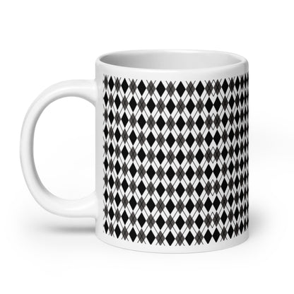 Argyle — Noir ceramic coffee mug - 20oz - handle left