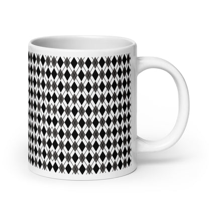Argyle — Noir ceramic coffee mug - 20oz - handle right