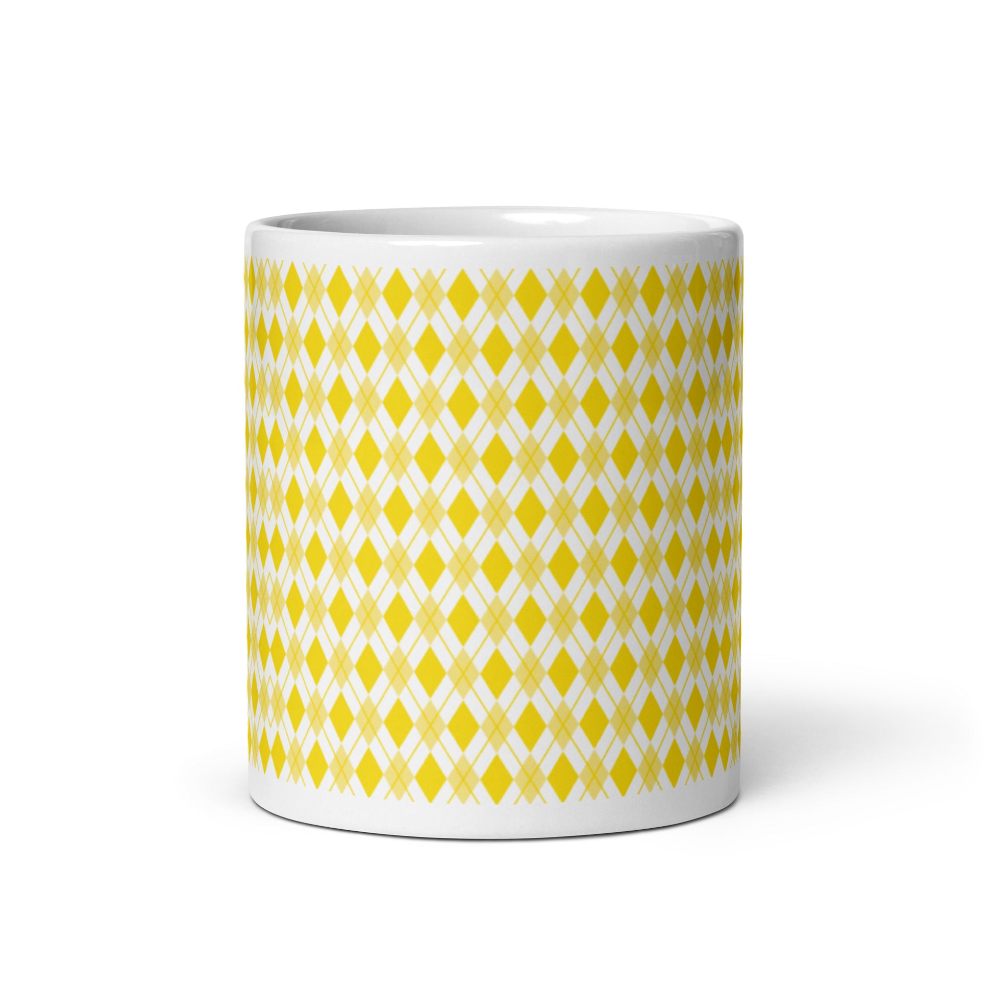 Argyle — Ochre ceramic coffee mug - 11oz - front