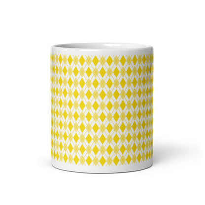 Argyle — Ochre ceramic coffee mug - 11oz - front