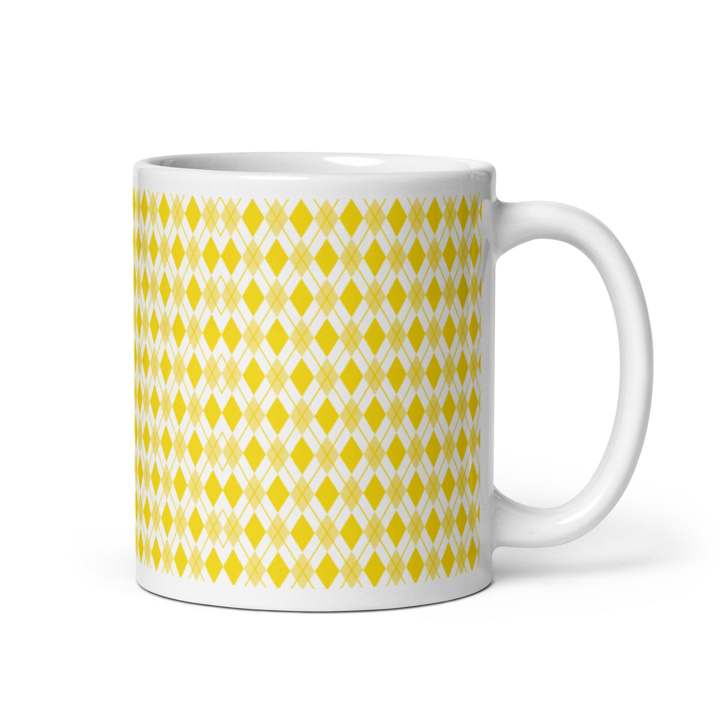 Argyle — Ochre ceramic coffee mug - 11oz - handle right