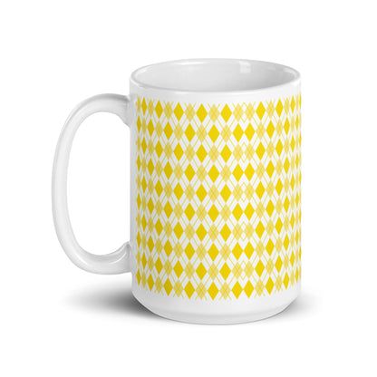 Argyle — Ochre ceramic coffee mug - 15oz - handle left