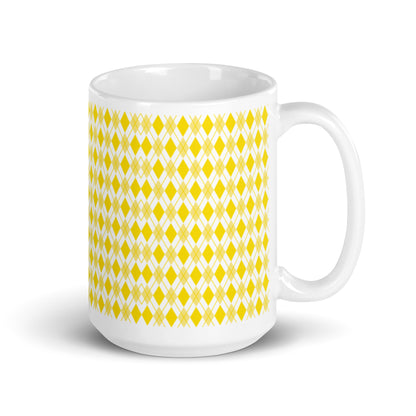 Argyle — Ochre ceramic coffee mug - 15oz - handle right