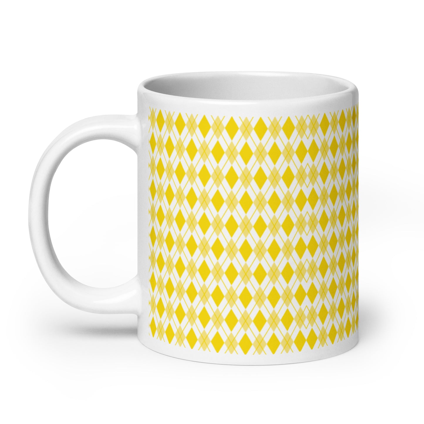 Argyle — Ochre ceramic coffee mug - 20oz - handle left