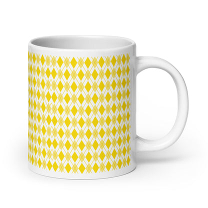 Argyle — Ochre ceramic coffee mug - 20oz - handle right