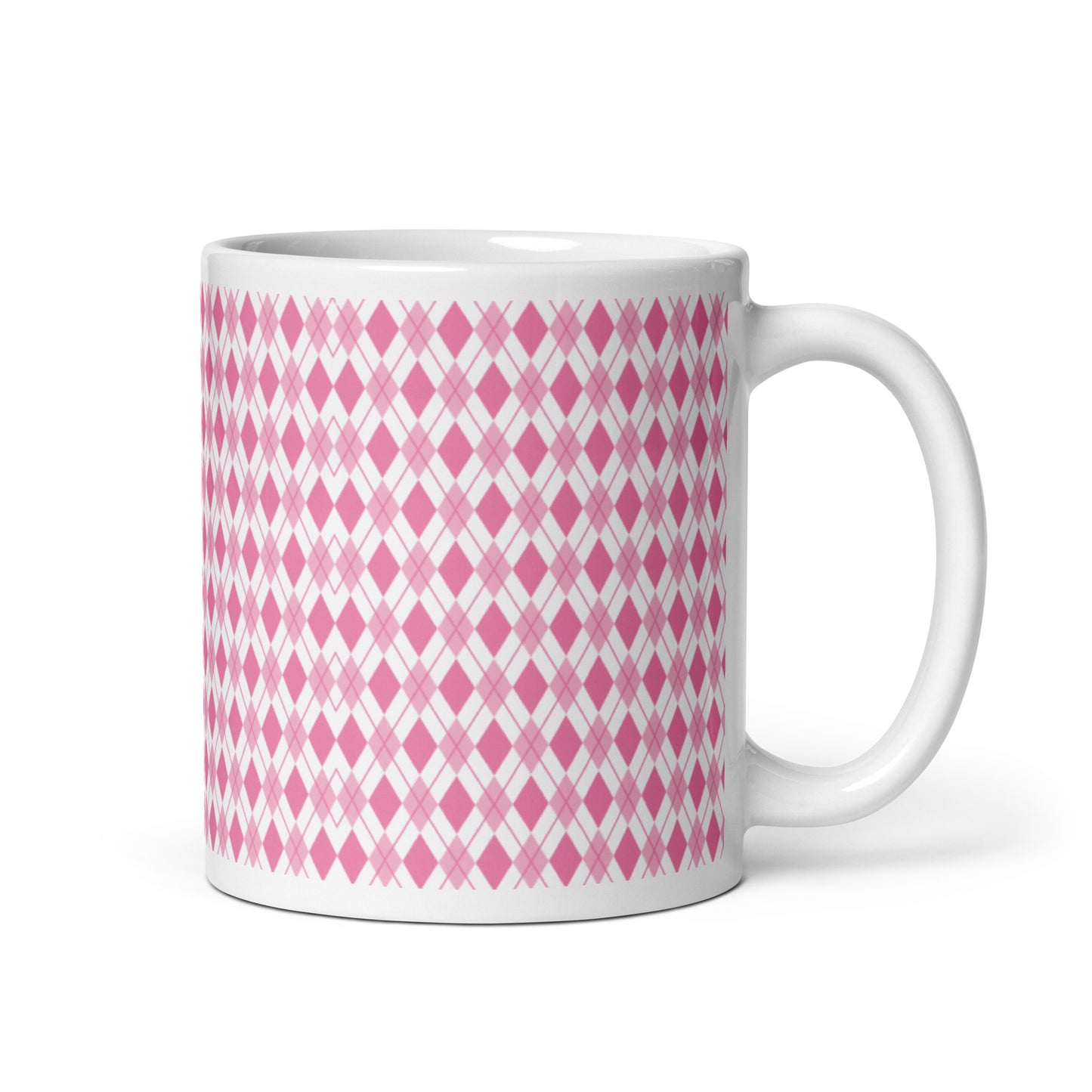 Argyle — Rose ceramic coffee mug - 11oz - handle right