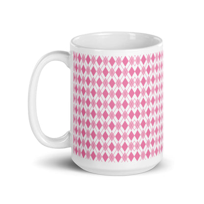 Argyle — Rose ceramic coffee mug - 15oz - handle left