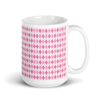 Argyle — Rose ceramic coffee mug - 15oz - handle right