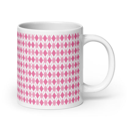 Argyle — Rose ceramic coffee mug - 20oz - handle right