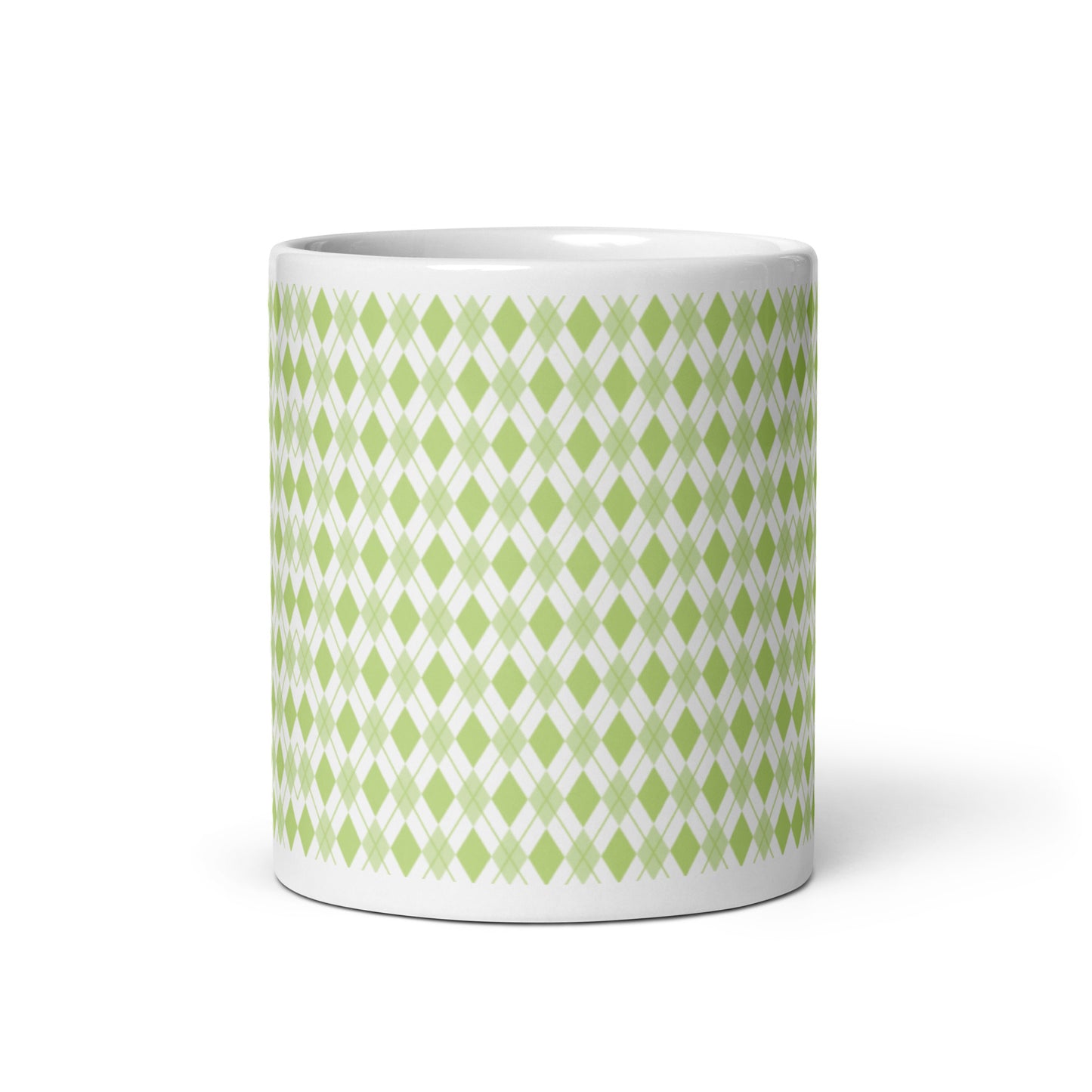 Argyle — Sage ceramic coffee mug - 11oz - front