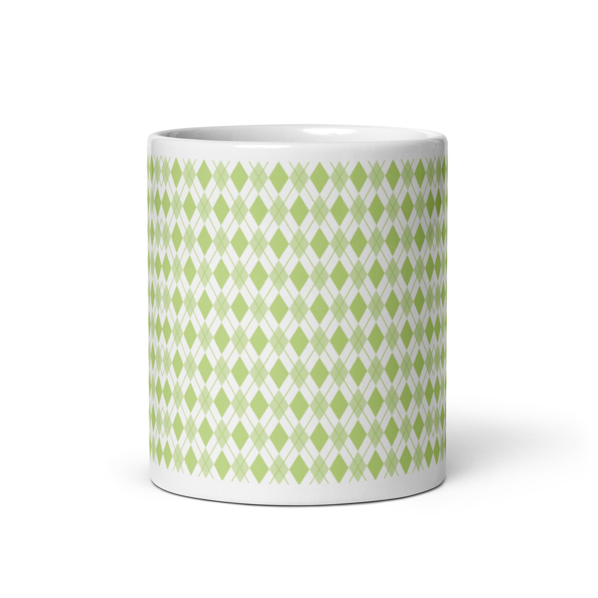 Argyle — Sage ceramic coffee mug - 11oz - front