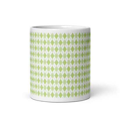 Argyle — Sage ceramic coffee mug - 11oz - front