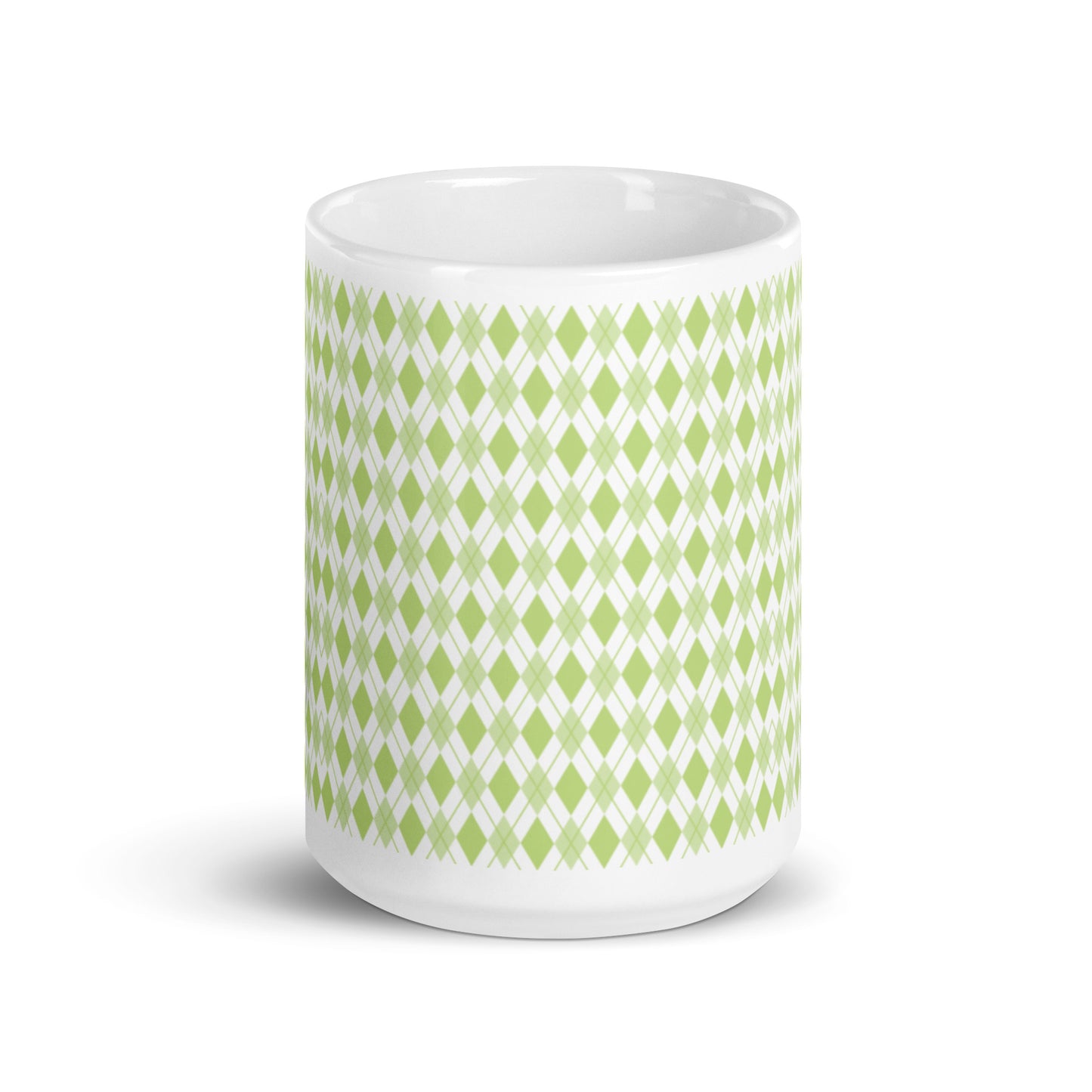 Argyle — Sage ceramic coffee mug - 15oz - front