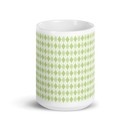 Argyle — Sage ceramic coffee mug - 15oz - front