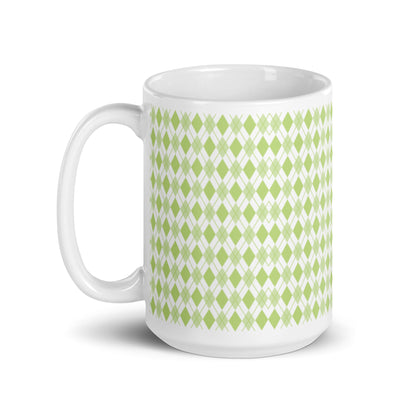 Argyle — Sage ceramic coffee mug - 15oz - handle left