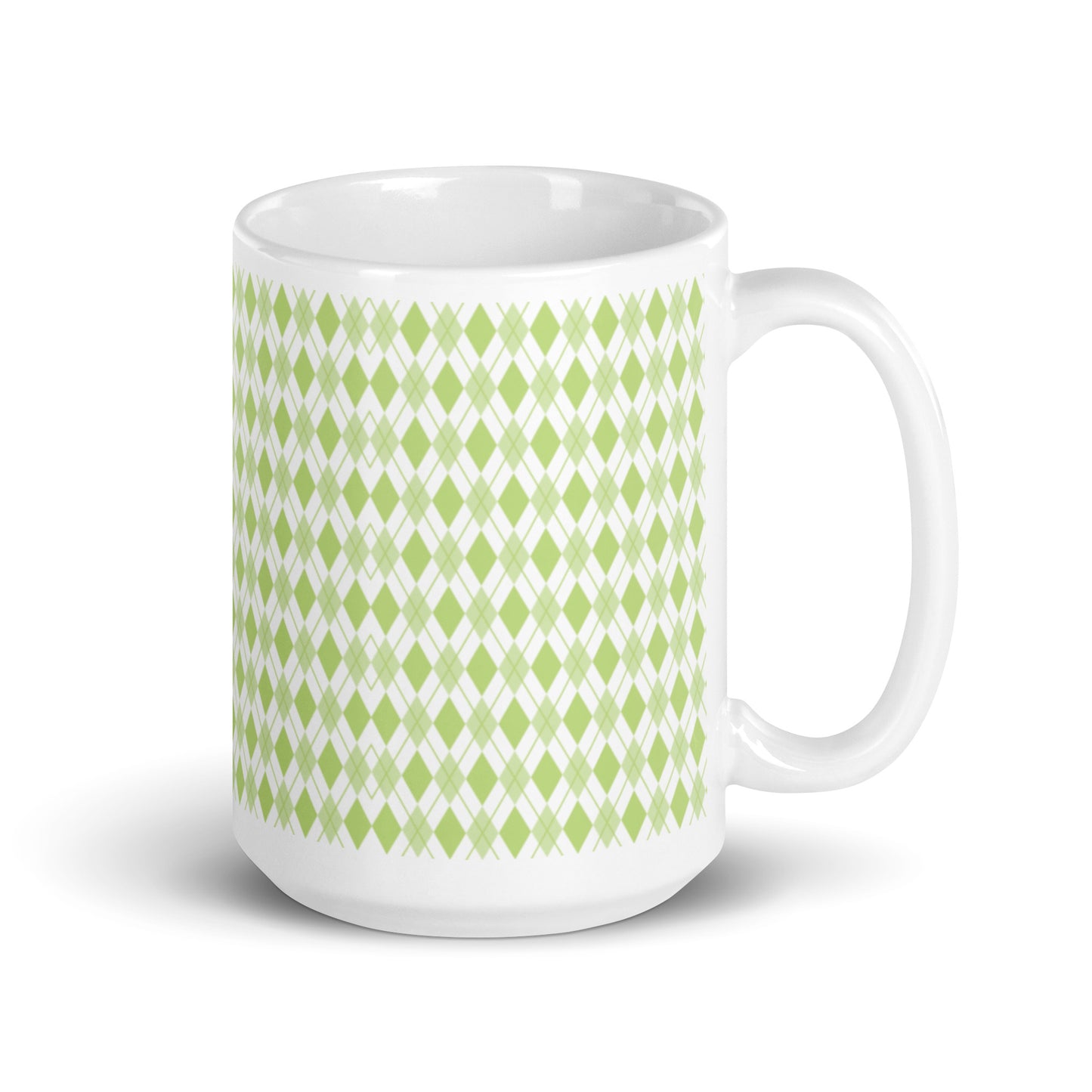 Argyle — Sage ceramic coffee mug - 15oz - handle right