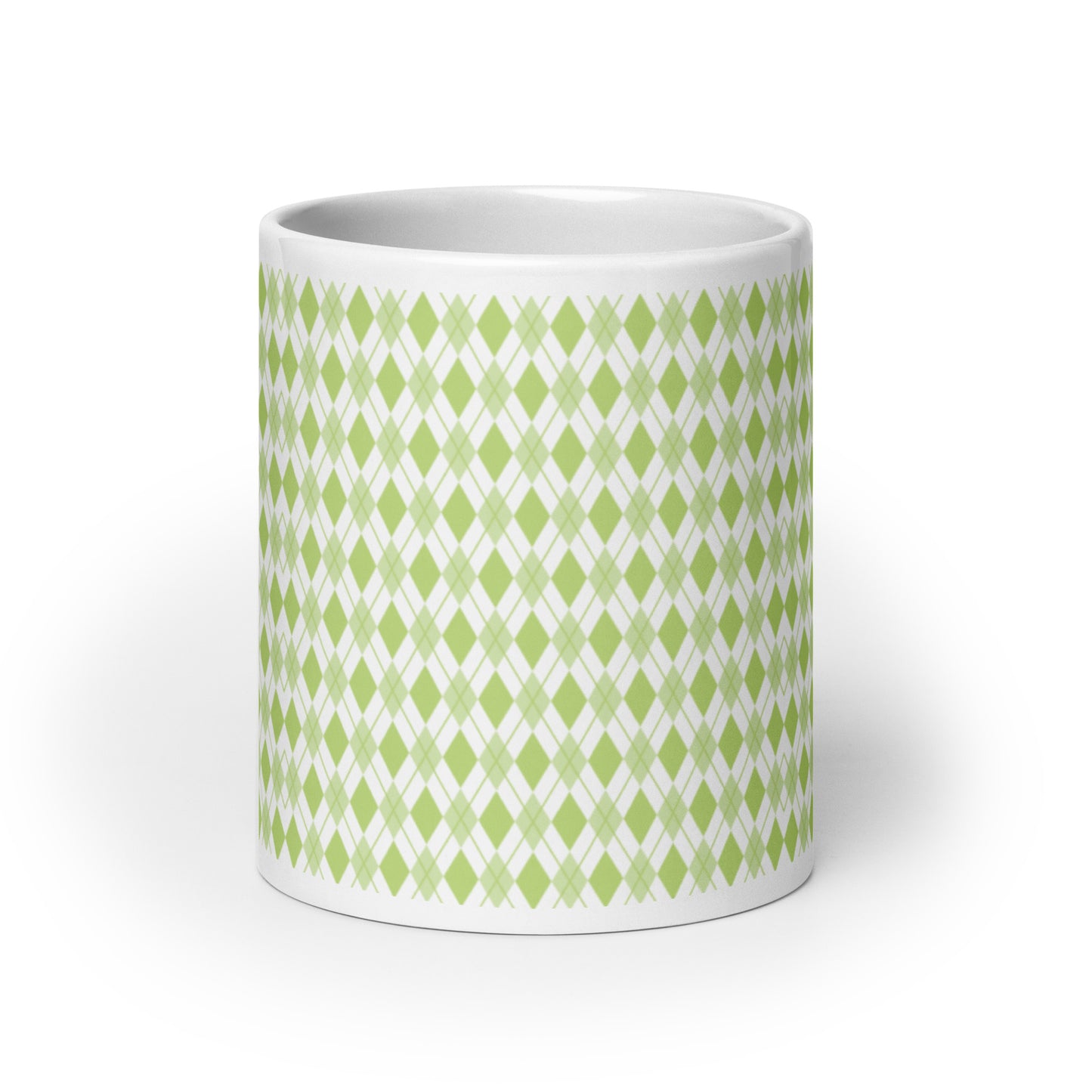 Argyle — Sage ceramic coffee mug - 20oz - front