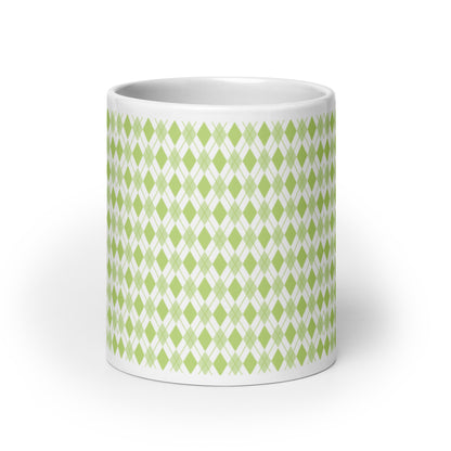 Argyle — Sage ceramic coffee mug - 20oz - front