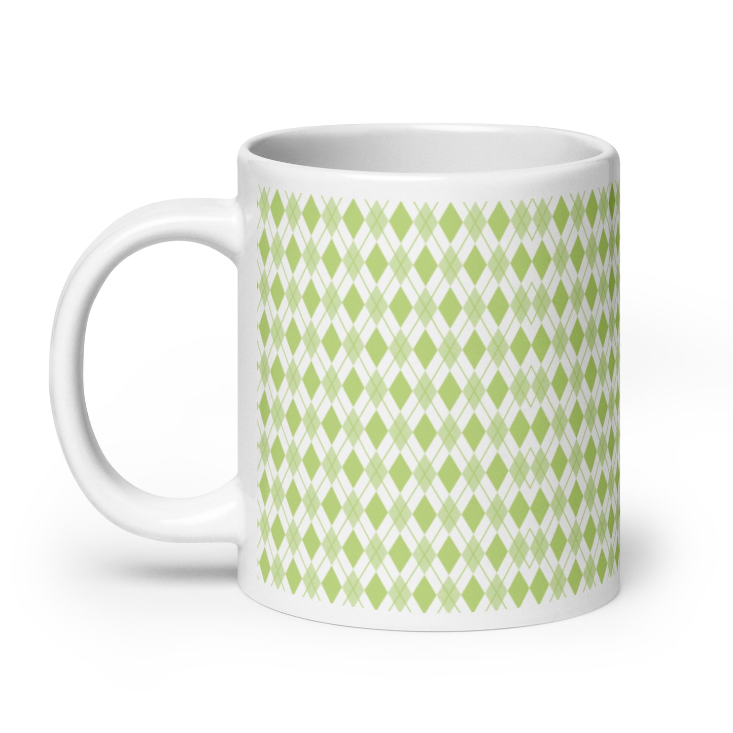 Argyle — Sage ceramic coffee mug - 20oz - handle left