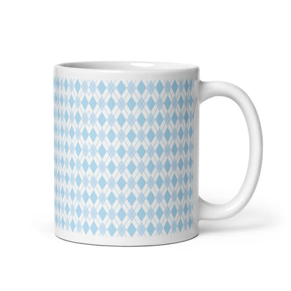 Argyle — Sky ceramic coffee mug - 11oz - handle right