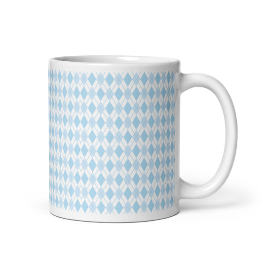 Argyle — Sky ceramic coffee mug - 11oz - handle right