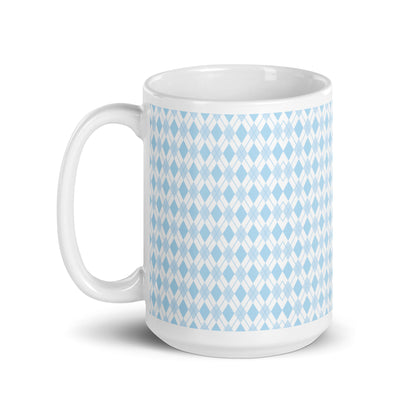 Argyle — Sky ceramic coffee mug - 15oz - handle left