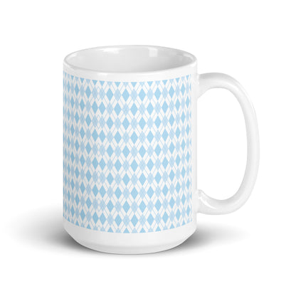 Argyle — Sky ceramic coffee mug - 15oz - handle right