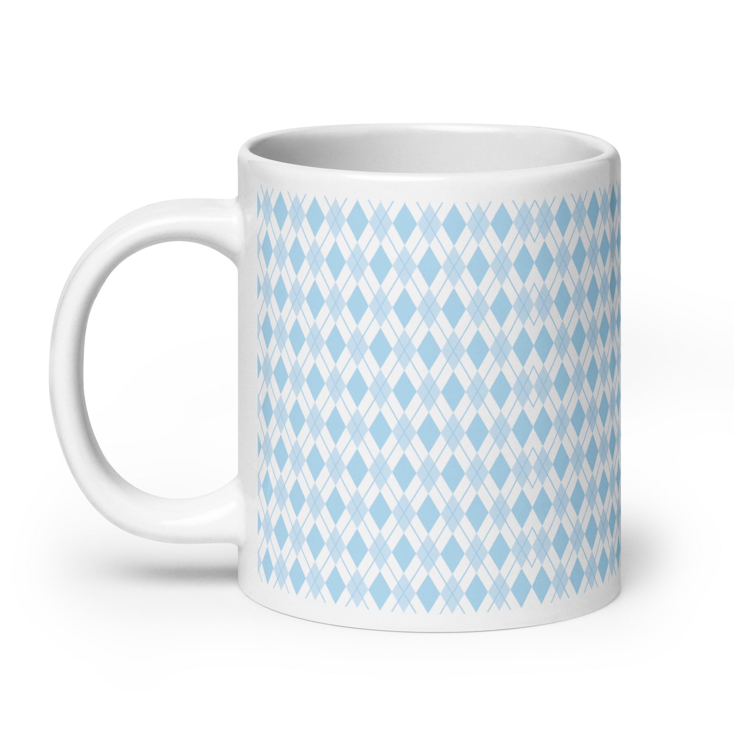 Argyle — Sky ceramic coffee mug - 20oz - handle left