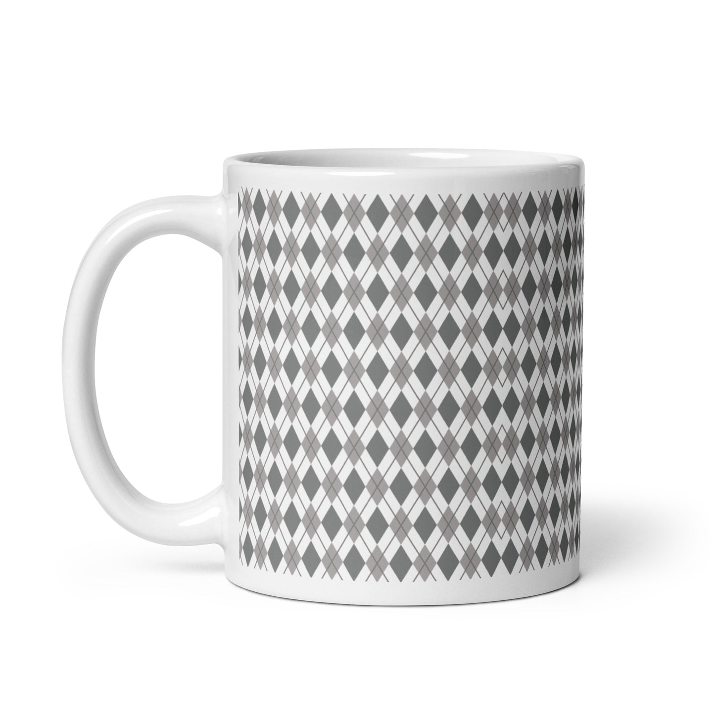 Argyle — Slate ceramic coffee mug - 11oz - handle left