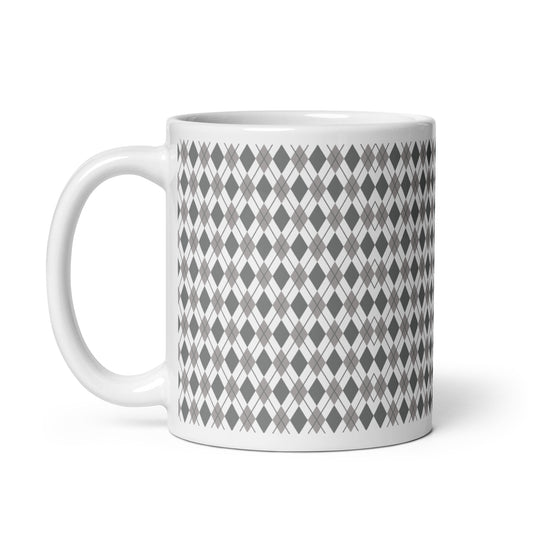 Argyle — Slate ceramic coffee mug - 11oz - handle left