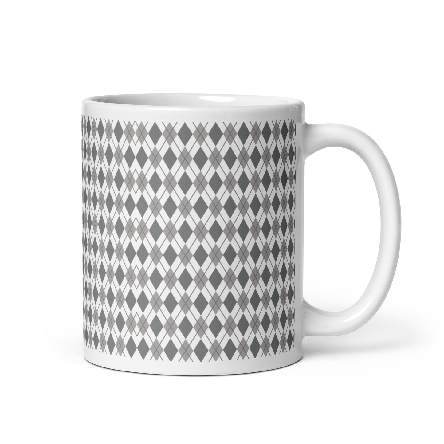 Argyle — Slate ceramic coffee mug - 11oz - handle right