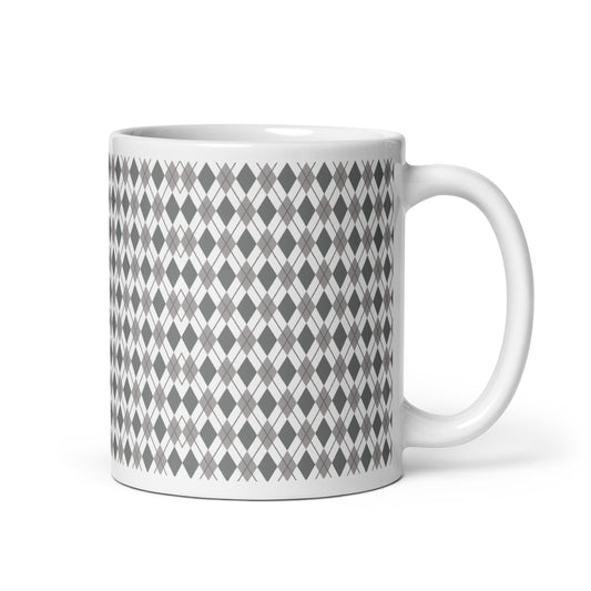 Argyle — Slate ceramic coffee mug - 11oz - handle right