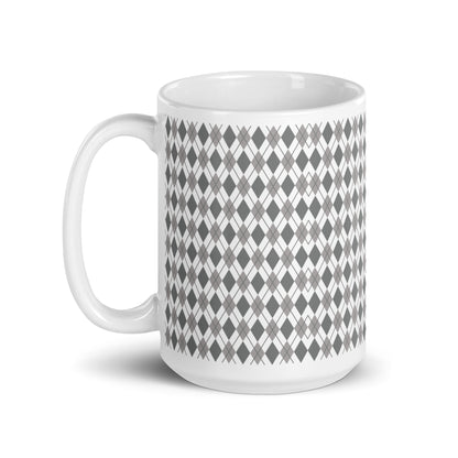 Argyle — Slate ceramic coffee mug - 15oz - handle left