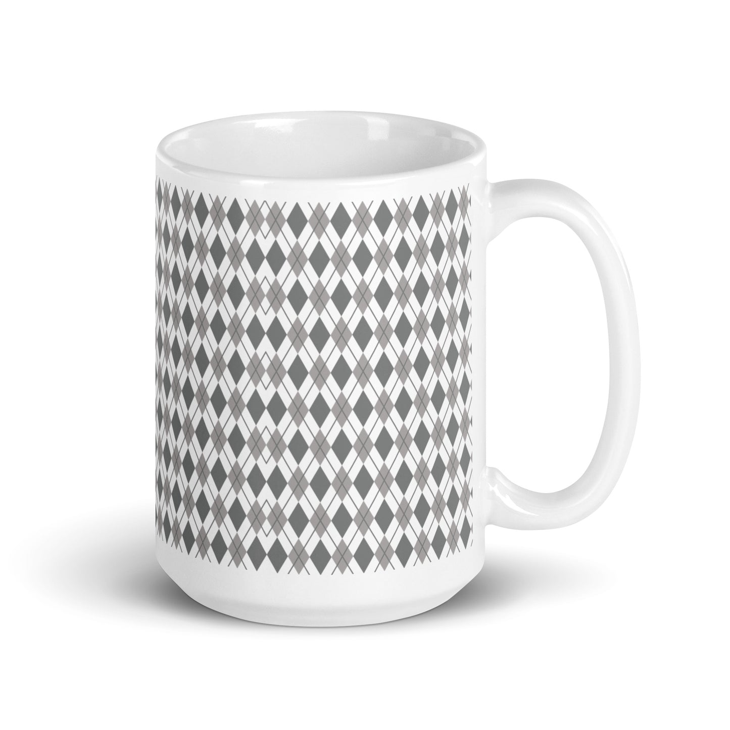 Argyle — Slate ceramic coffee mug - 15oz - handle right