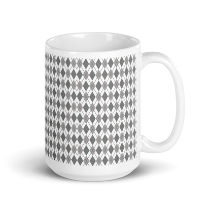 Argyle — Slate ceramic coffee mug - 15oz - handle right