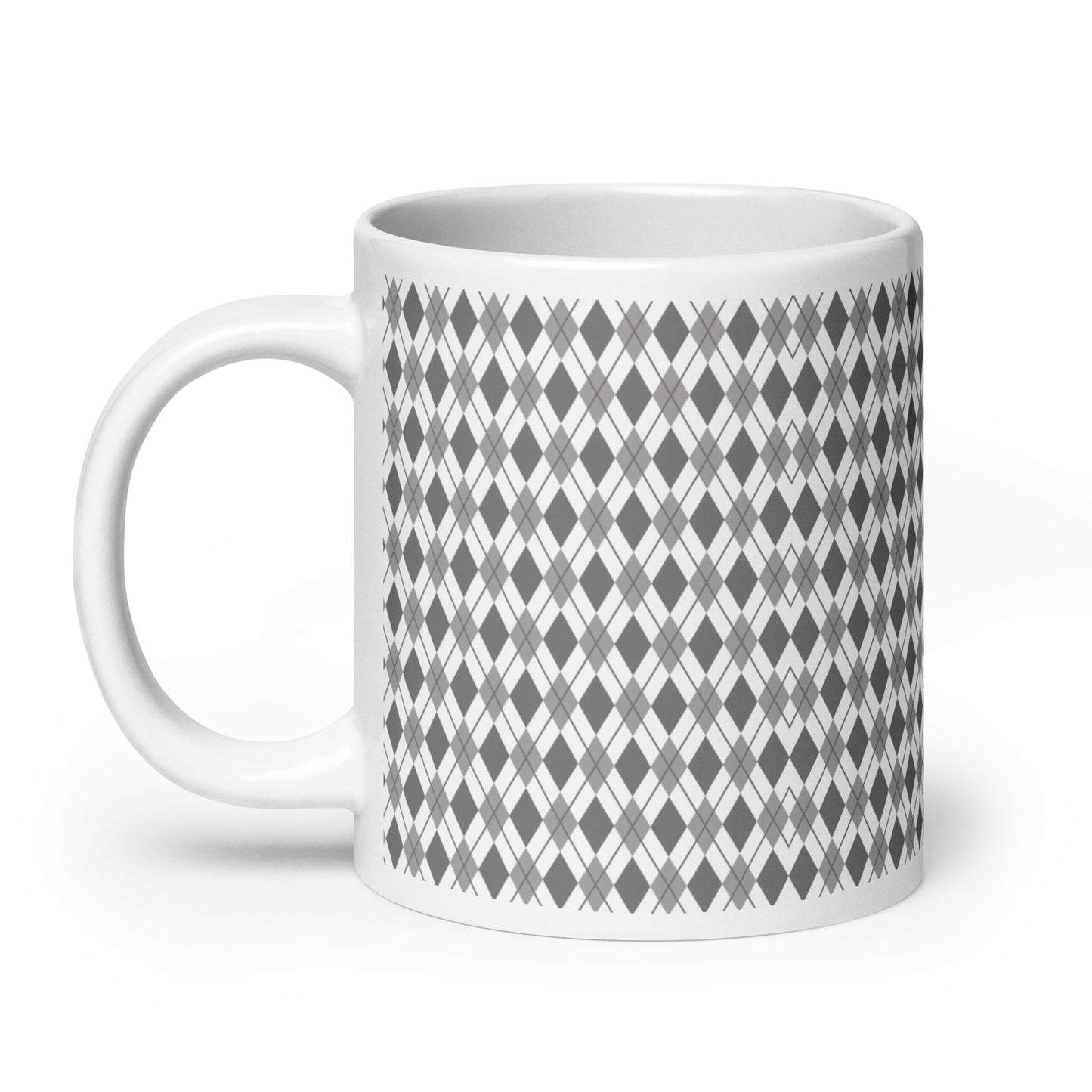 Argyle — Slate ceramic coffee mug - 20oz - handle left