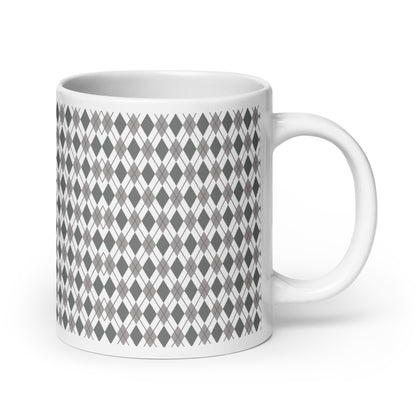 Argyle — Slate ceramic coffee mug - 20oz - handle right