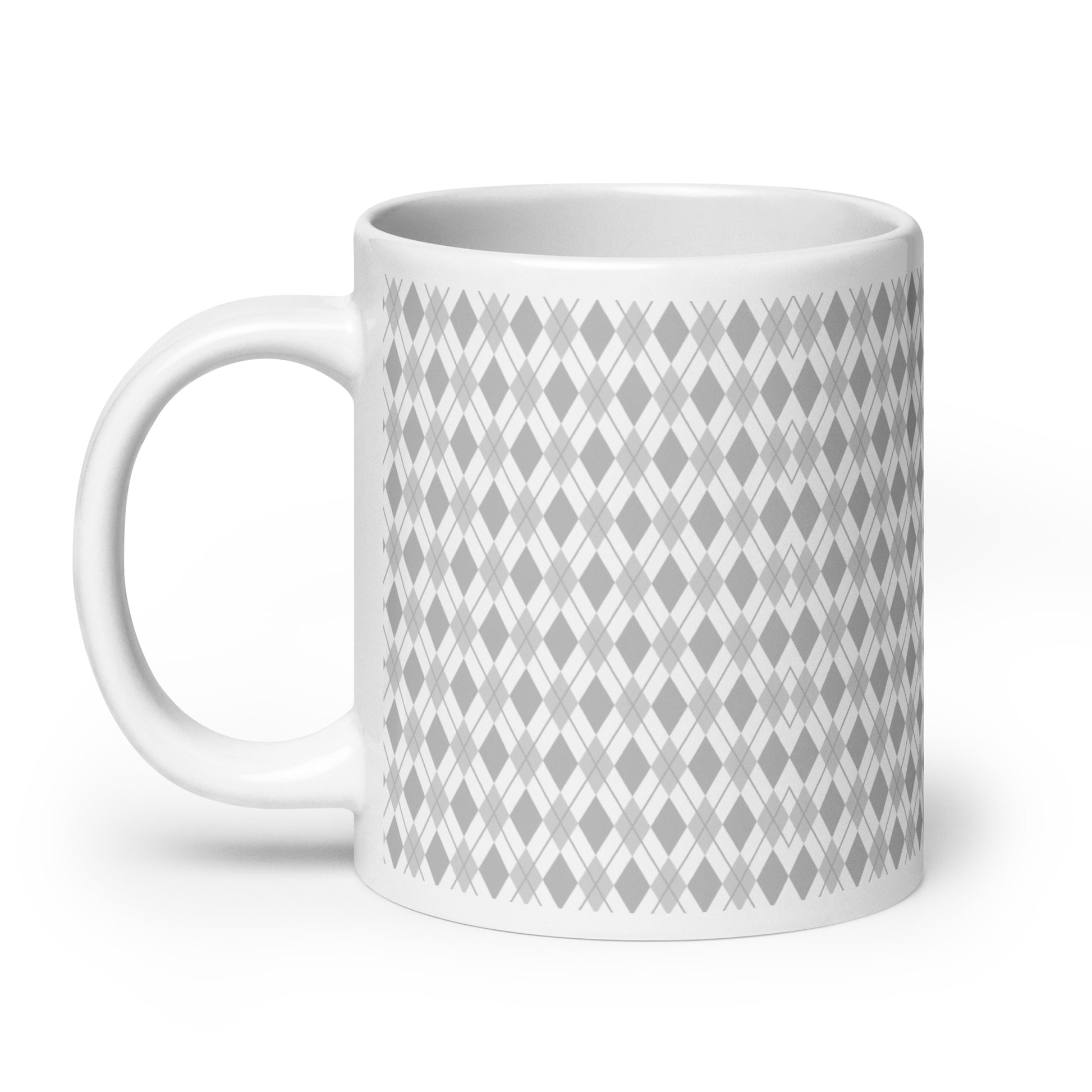 Argyle — Stone ceramic coffee mug - 20oz - handle left