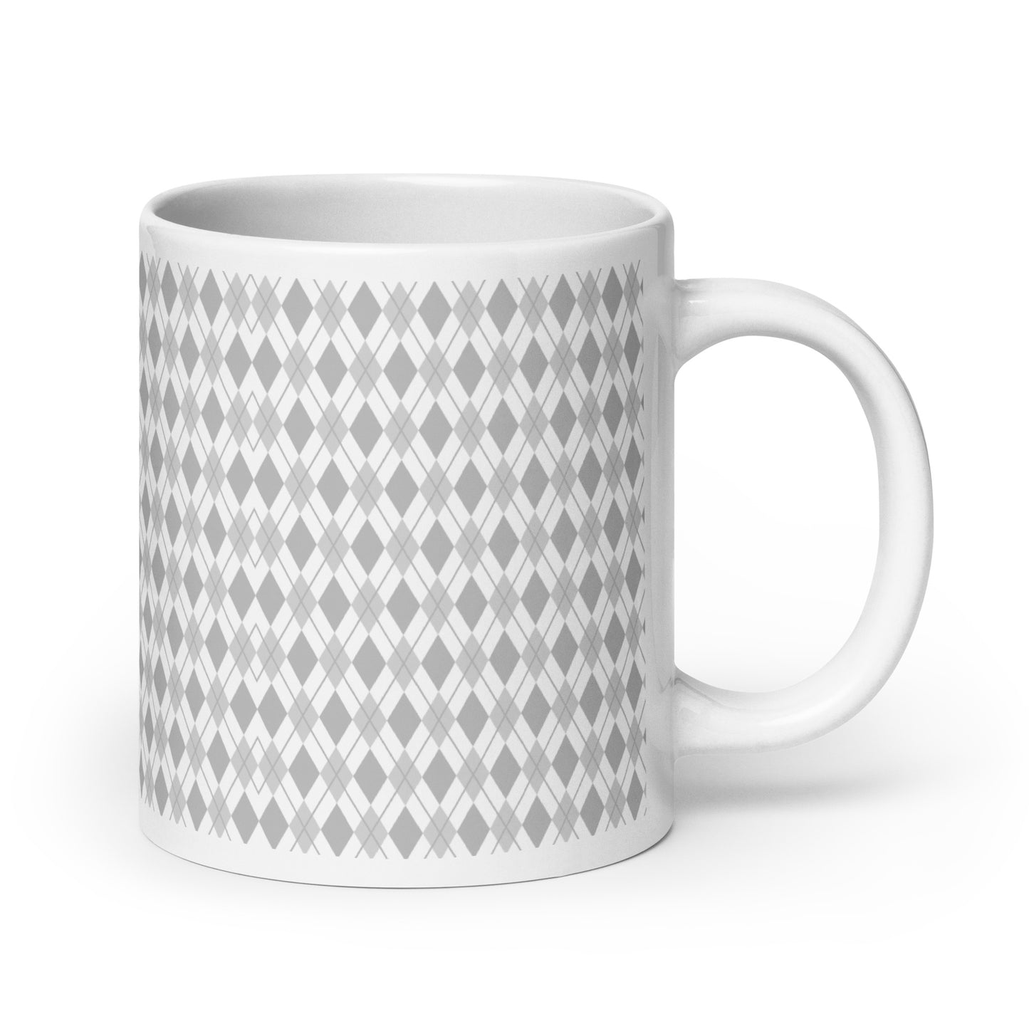 Argyle — Stone ceramic coffee mug - 20oz - handle right