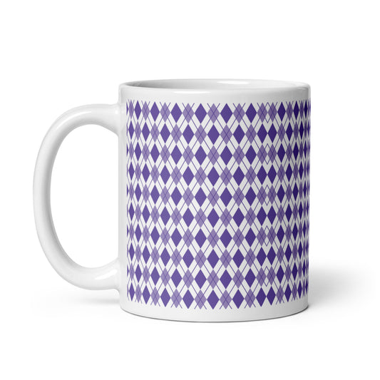 Argyle — Violet ceramic coffee mug - 11oz - handle left