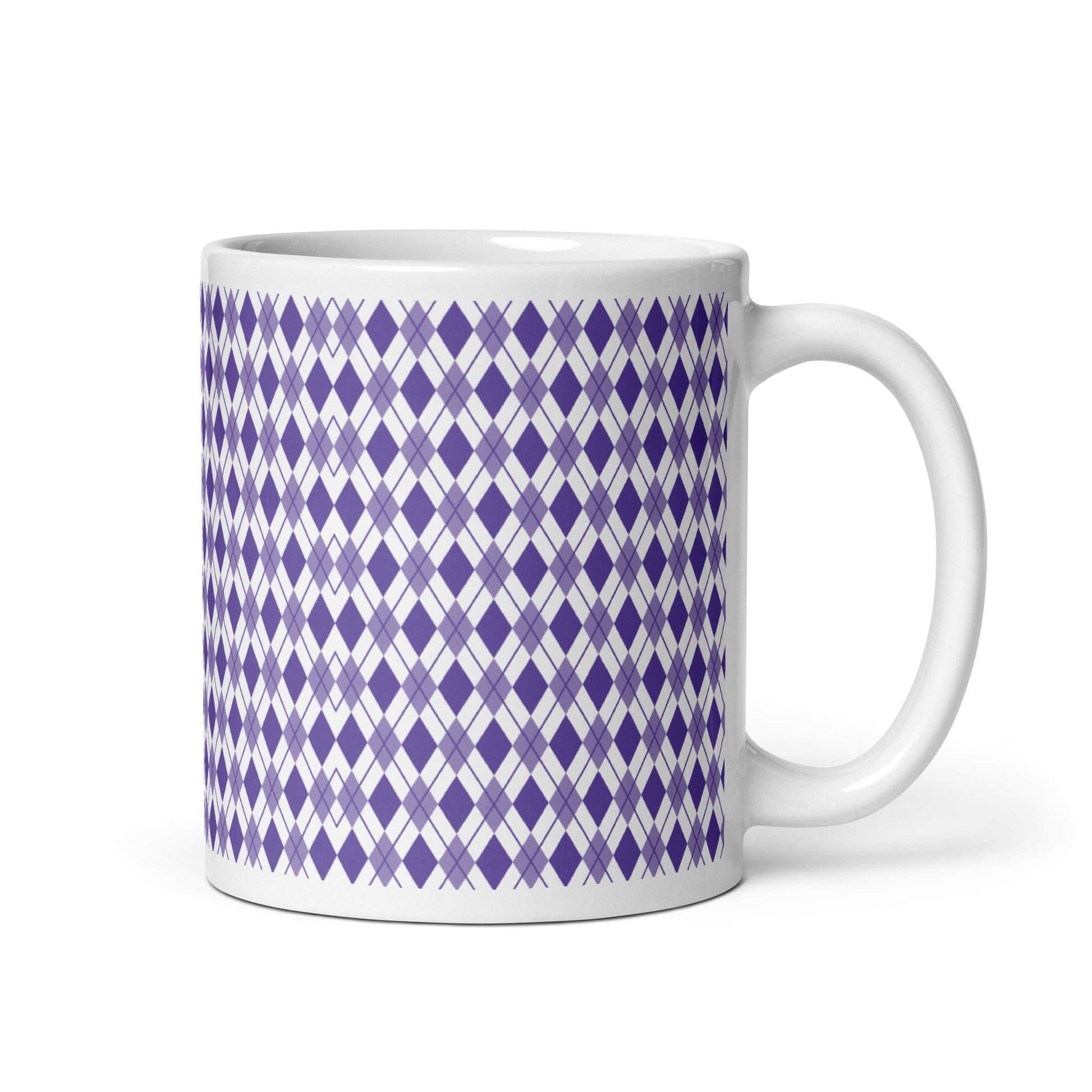 Argyle — Violet ceramic coffee mug - 11oz - handle right