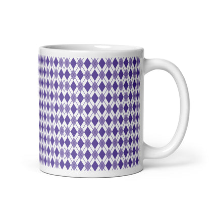 Argyle — Violet ceramic coffee mug - 11oz - handle right