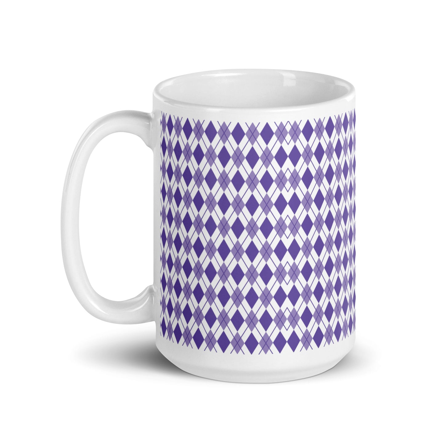 Argyle — Violet ceramic coffee mug - 15oz - handle left
