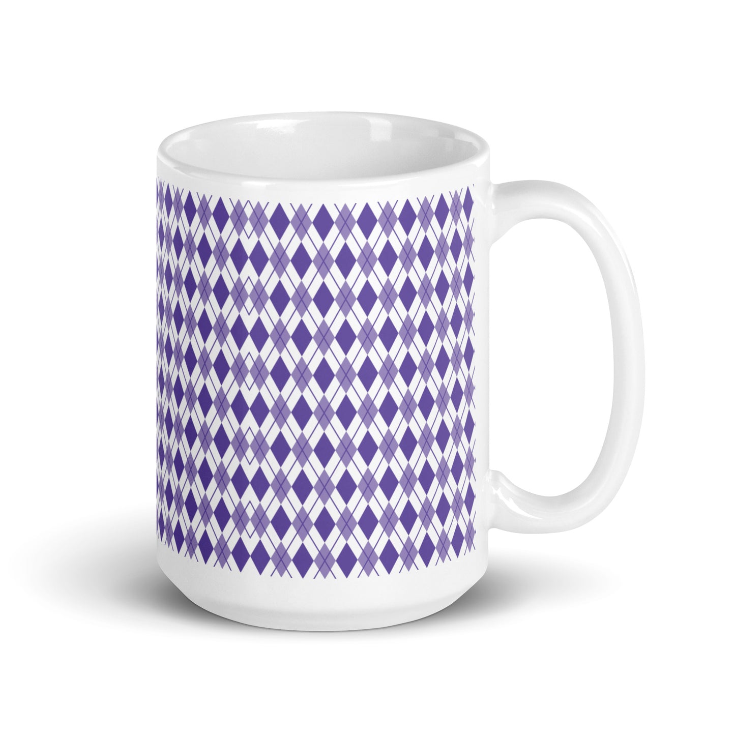 Argyle — Violet ceramic coffee mug - 15oz - handle right