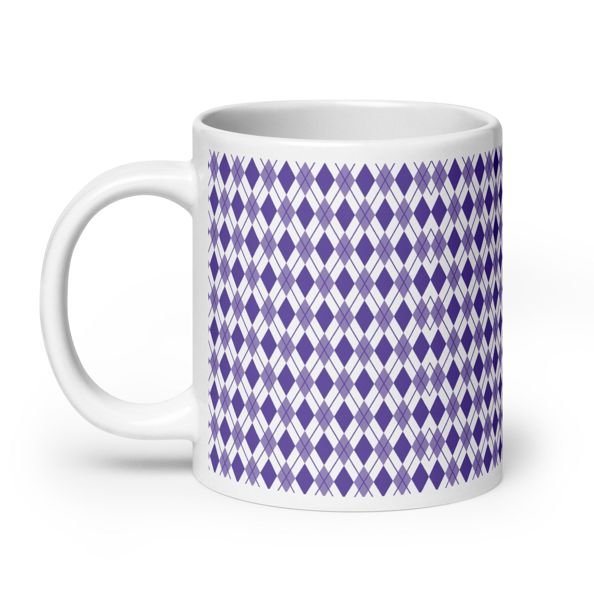 Argyle — Violet ceramic coffee mug - 20oz - handle left