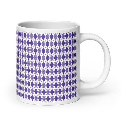 Argyle — Violet ceramic coffee mug - 20oz - handle right