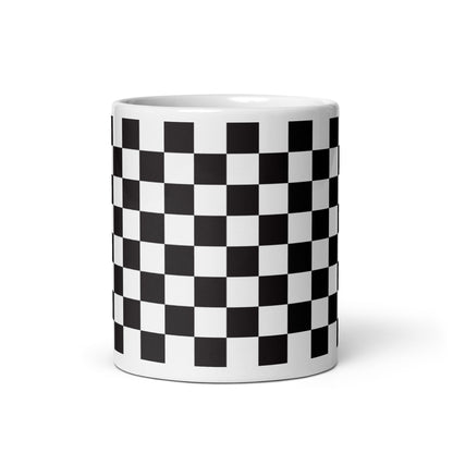 Axiom Chequer ceramic coffee mug - 11 oz - front view