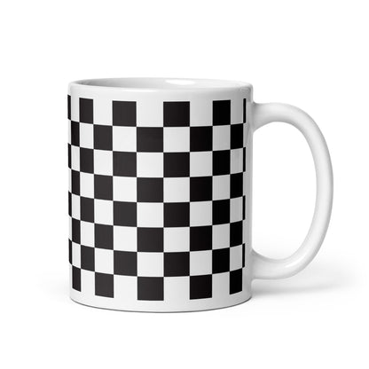 Axiom Chequer ceramic coffee mug - 11 oz - handle on right
